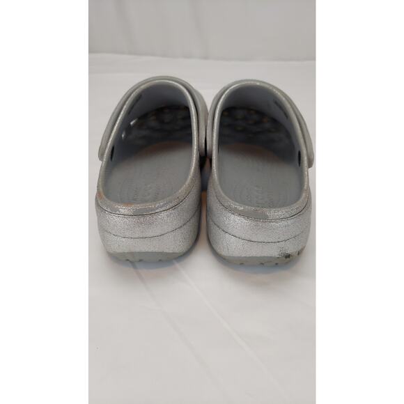 Crocs Platform Silver Glitter Clogs Women's Size 11 - Picture 2 of 8